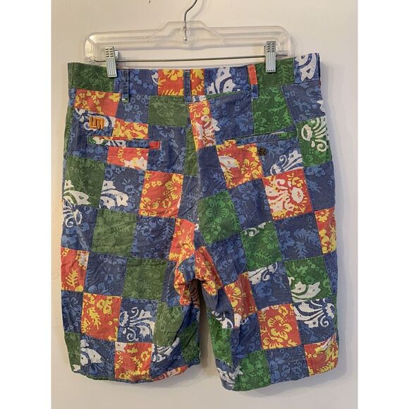 Loudmouth Golf Mens Shorts Size 34 Patchwork Hawaiian Floral Print Multicolor - Picture 4 of 11